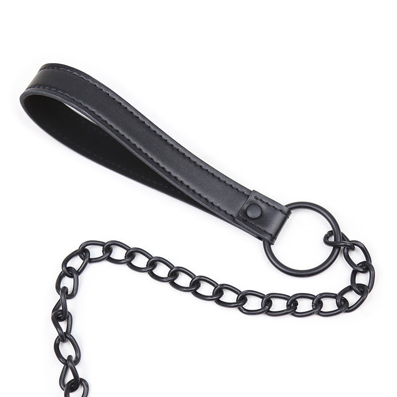 schwarzes Halsband mit Leine BDSM