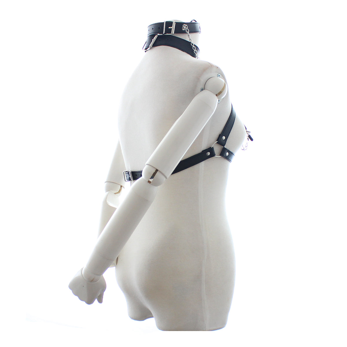 Melda - Harness, Bondage Strap BH, Halsband, Knebel, Nippelklemmen