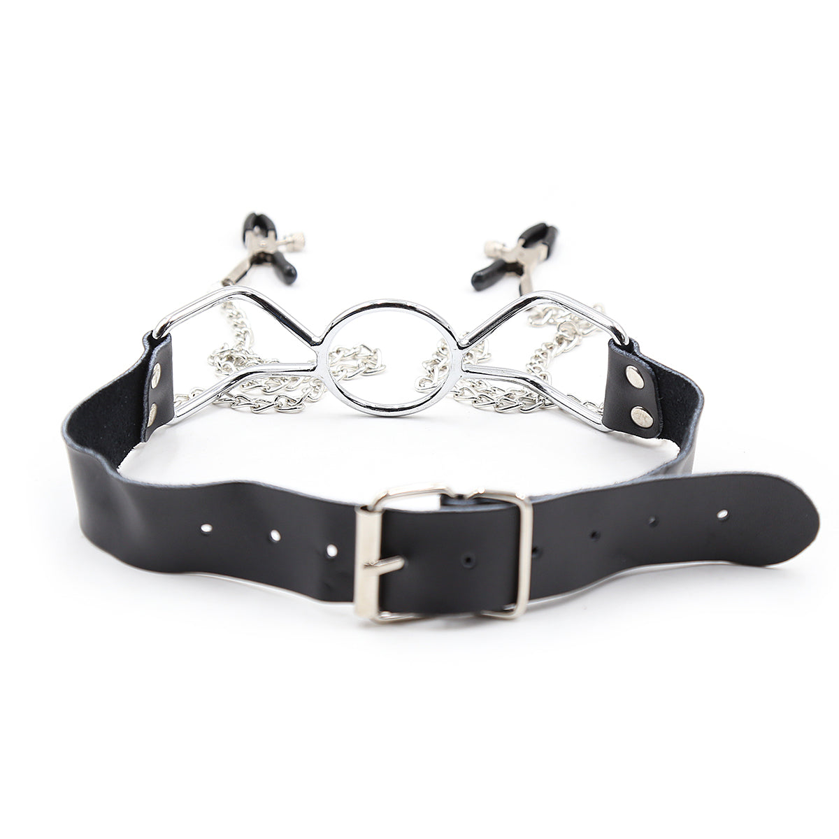 Undis - Spider Nippel Klammern und Leder Mundknebel - (S,M;L)