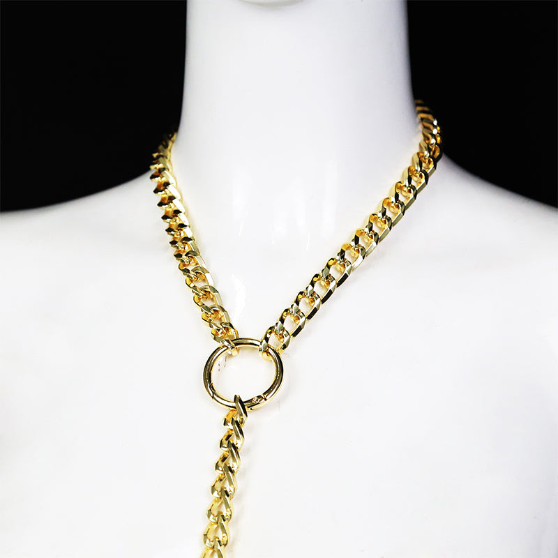 Marcena - edle schwere goldfarbene Halskette mit Leine