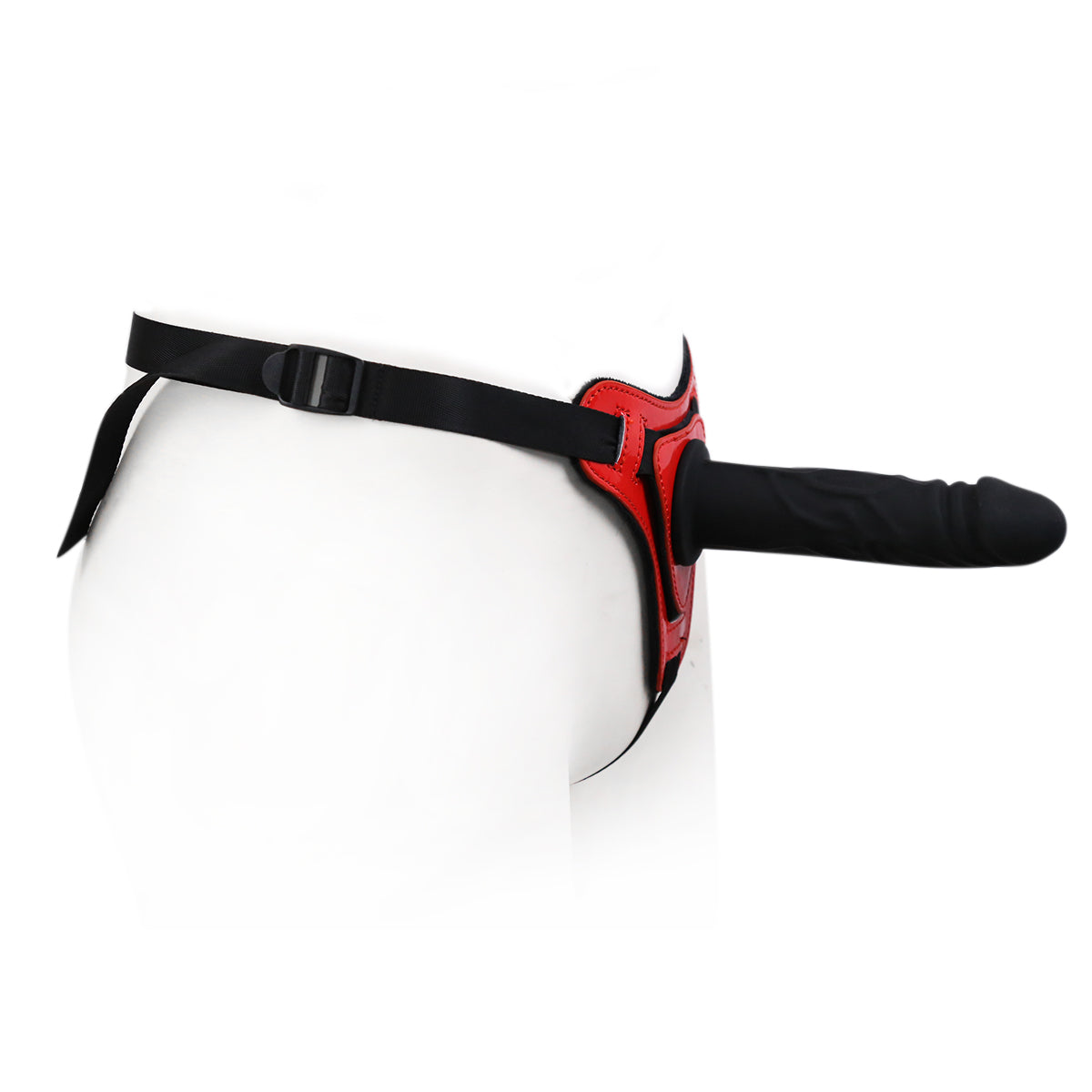 Shiny Strapon schick schwarz / rot
